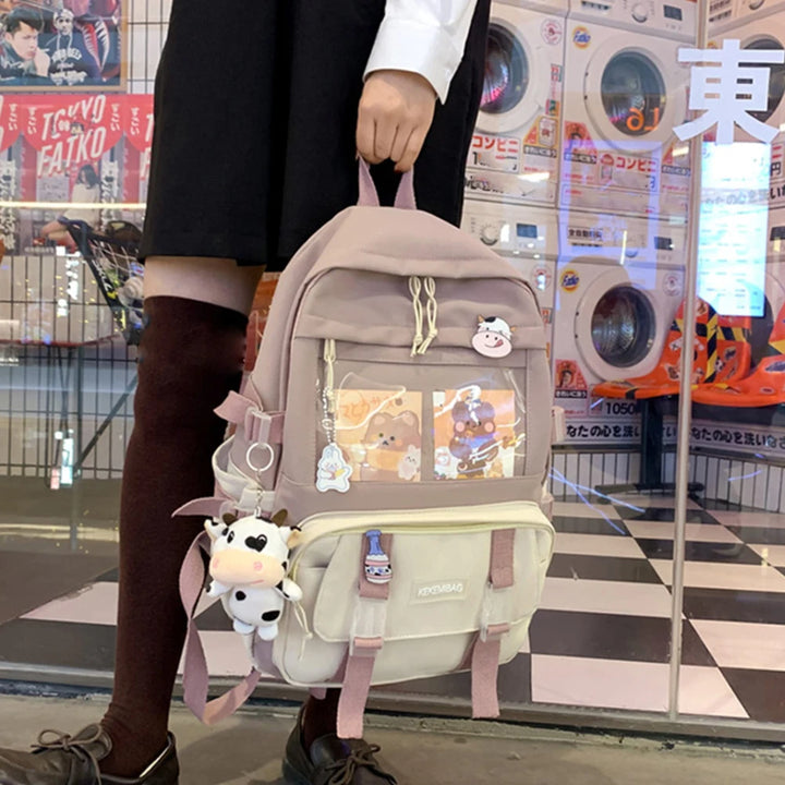 Women Fashion Preppy Style Backpacks Canvas Backpacks Contrast Color Bag Daily Leisure Shopping Traveling Knapsacks