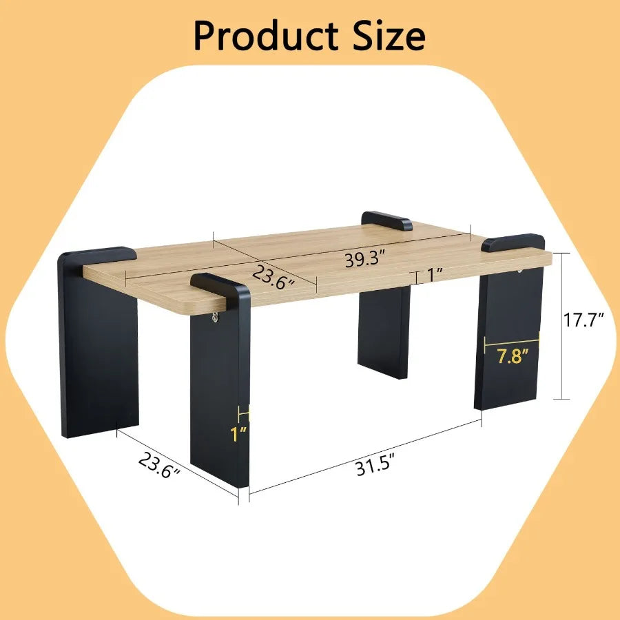 Natural wood colored MDF coffee table suitable for modern minimalist living rooms and leisure areas with product dimensions of
