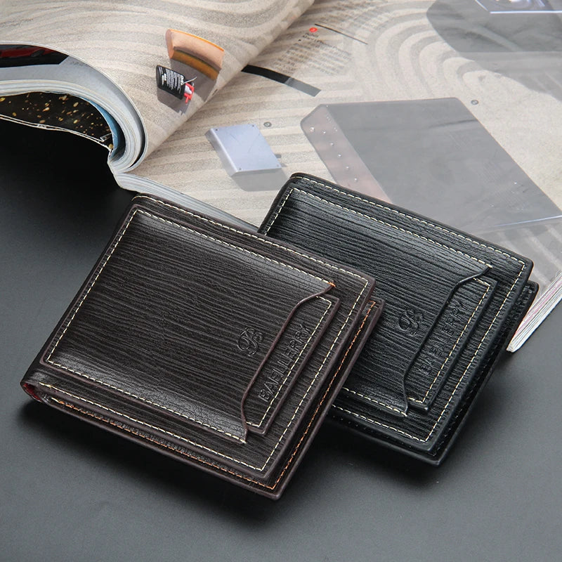 Hot Sale Short Designer Men's Leather Wallets Multifunctional Male Removable Card Holder Purse for Man Black Coffee