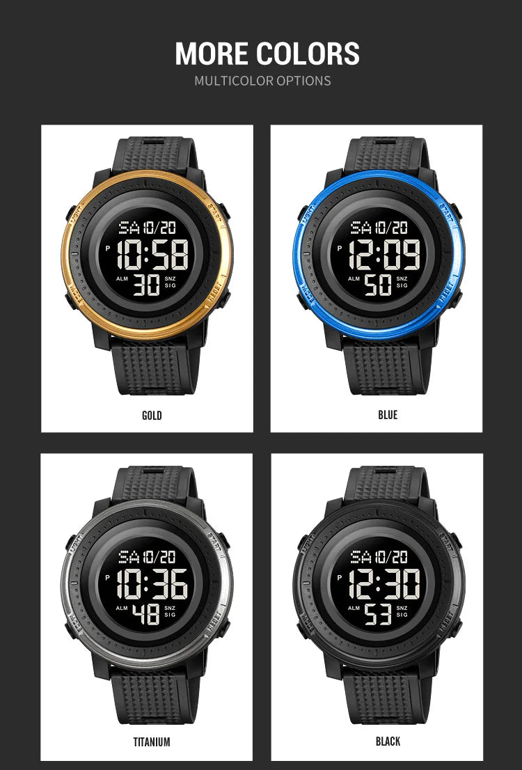 SKMEI Relogios Masculino Casual Back Light Countdown Dightal Sport Watches For Men 5Bar Waterproof Stopwatch Calendar Wristwatch