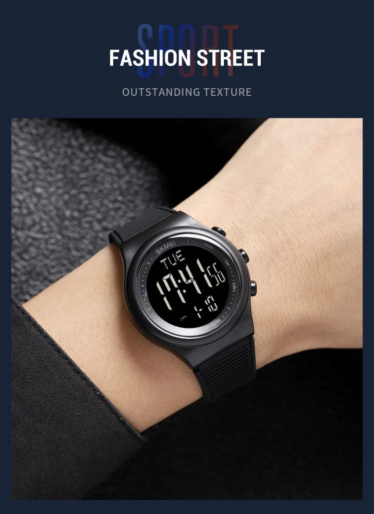 SKMEI Top Brand Fashion Back Light Digital Sports Watches Clock For Men 5Bar Waterproof Countdown Wristwatches Male reloj hombre
