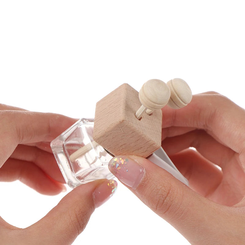 Air Freshener Perfume Bottle Pendant Essential Oils Car Hanging Glass Clips