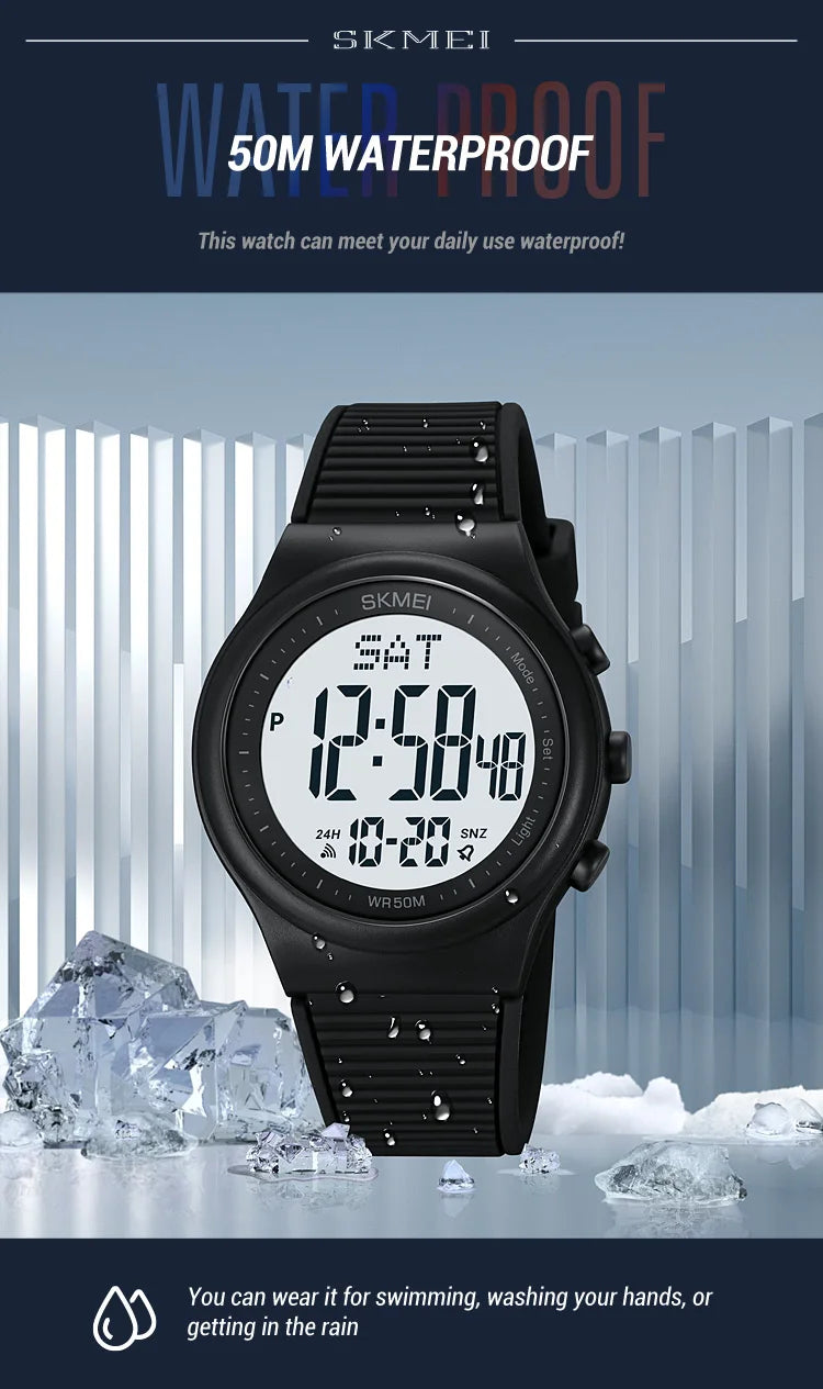 SKMEI Top Brand Fashion Back Light Digital Sports Watches Clock For Men 5Bar Waterproof Countdown Wristwatches Male reloj hombre