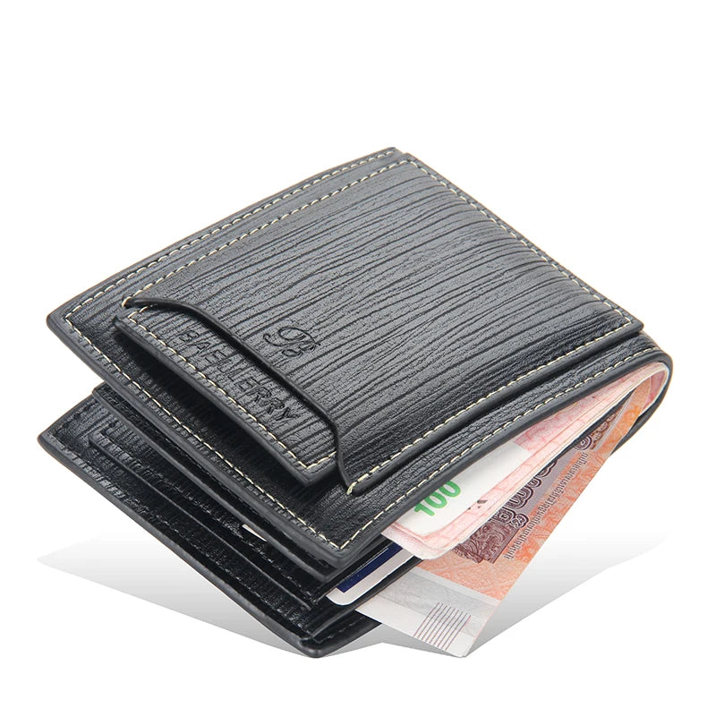 Hot Sale Short Designer Men's Leather Wallets Multifunctional Male Removable Card Holder Purse for Man Black Coffee