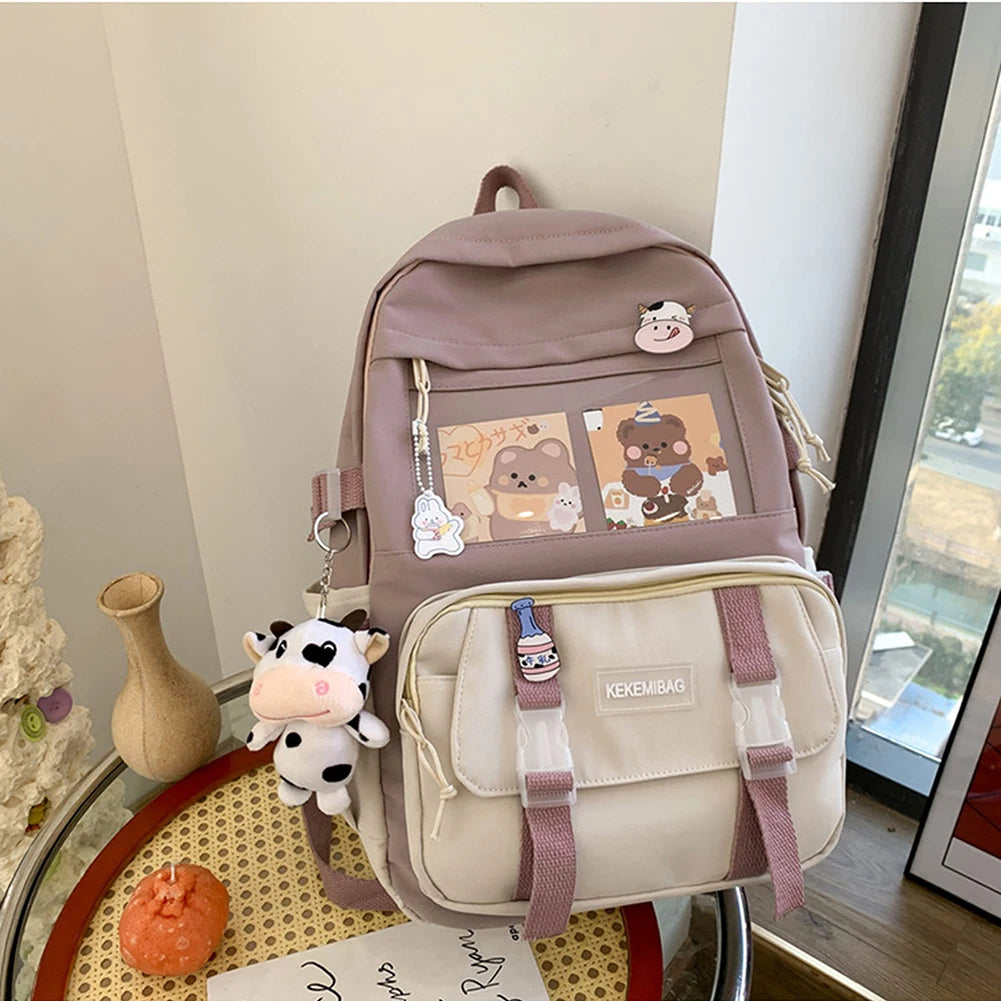 Women Fashion Preppy Style Backpacks Canvas Backpacks Contrast Color Bag Daily Leisure Shopping Traveling Knapsacks