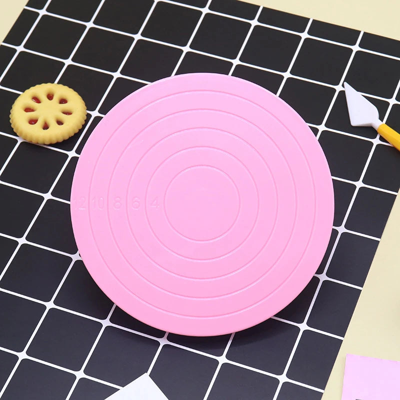 DIY Cake Rotary Table Mini Plastic Fondant Cake Turntable Revolving Platform Anti-skid Round Cookie Stand Rotating Kitchen Tools