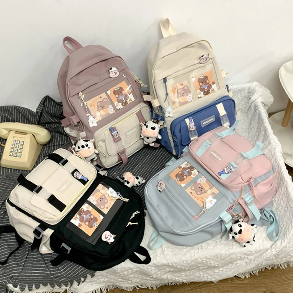 Women Fashion Preppy Style Backpacks Canvas Backpacks Contrast Color Bag Daily Leisure Shopping Traveling Knapsacks