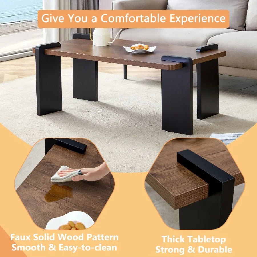Walnutcolored MDF coffee table suitable for modern minimalist living rooms and leisure areas with product dimensions of 39.323.