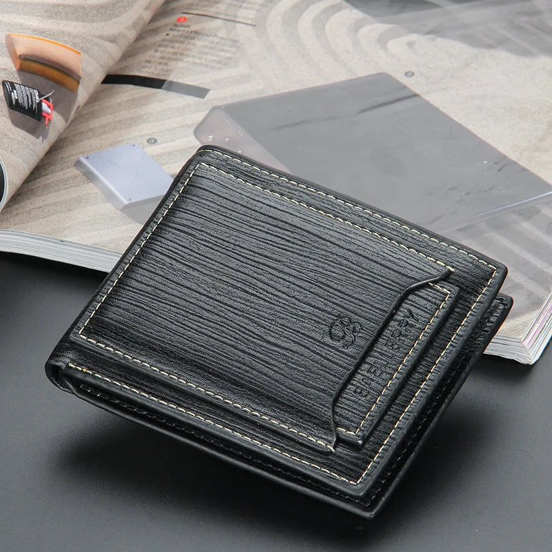 Hot Sale Short Designer Men's Leather Wallets Multifunctional Male Removable Card Holder Purse for Man Black Coffee