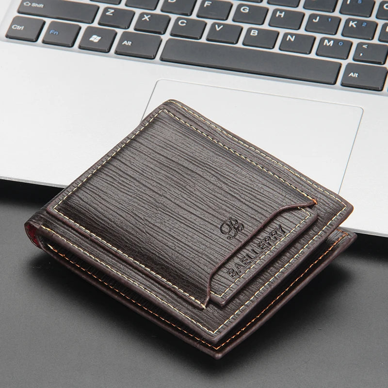 Hot Sale Short Designer Men's Leather Wallets Multifunctional Male Removable Card Holder Purse for Man Black Coffee