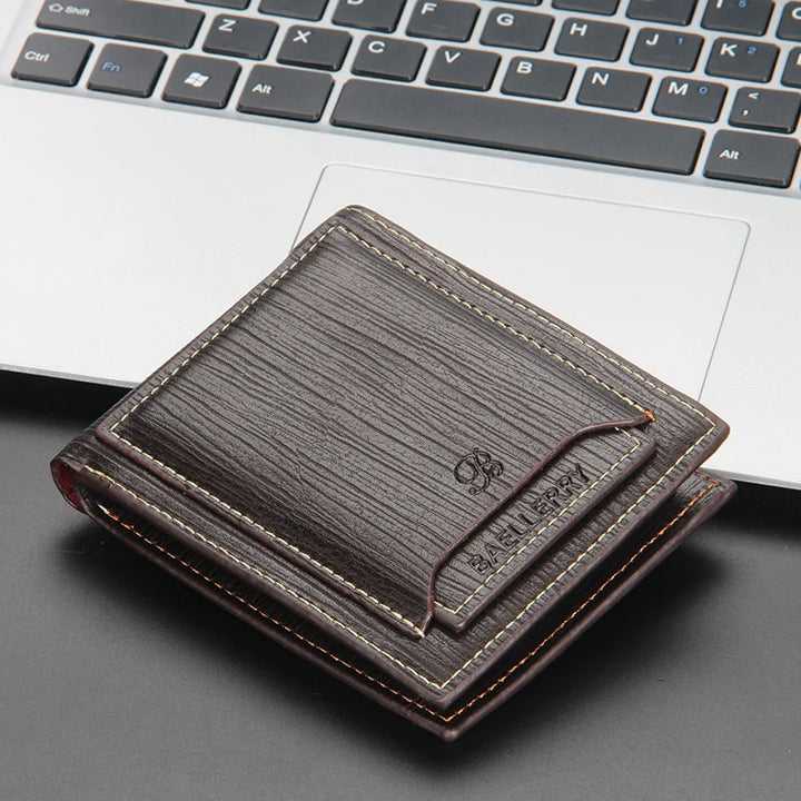 Hot Sale Short Designer Men's Leather Wallets Multifunctional Male Removable Card Holder Purse for Man Black Coffee