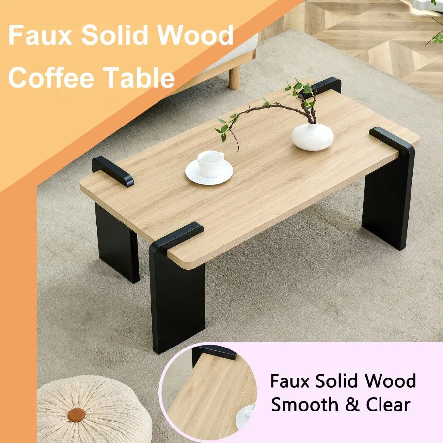 Natural wood colored MDF coffee table suitable for modern minimalist living rooms and leisure areas with product dimensions of