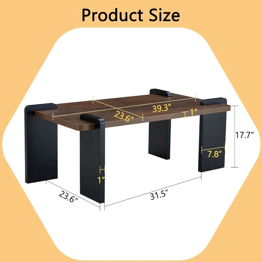Walnutcolored MDF coffee table suitable for modern minimalist living rooms and leisure areas with product dimensions of 39.323.