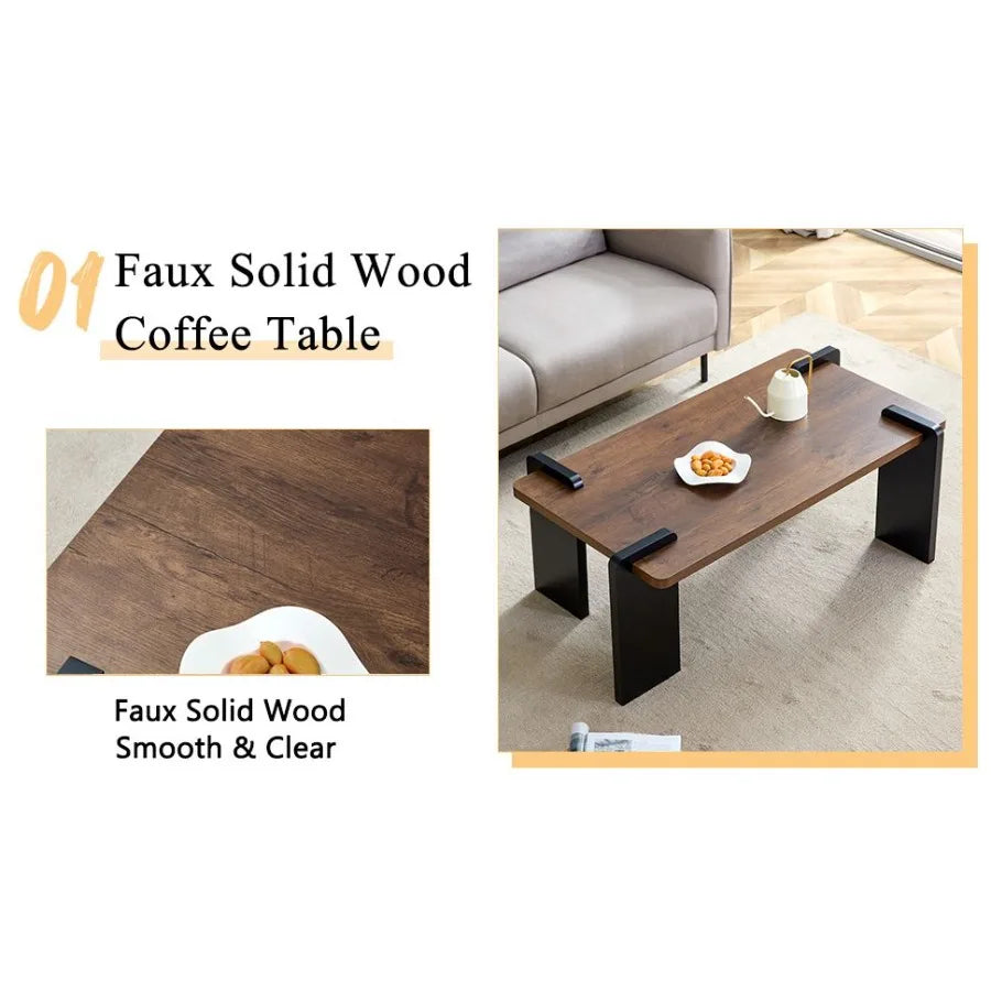 Walnutcolored MDF coffee table suitable for modern minimalist living rooms and leisure areas with product dimensions of 39.323.