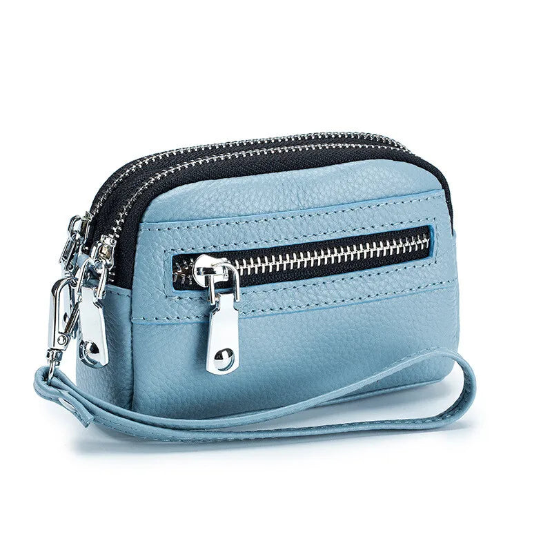 Genuine Leather Women Wallet Short Ladies Leather Wallets Large Capacity Cowhide Purses Female Clutch Bag Handbag Coin Purse