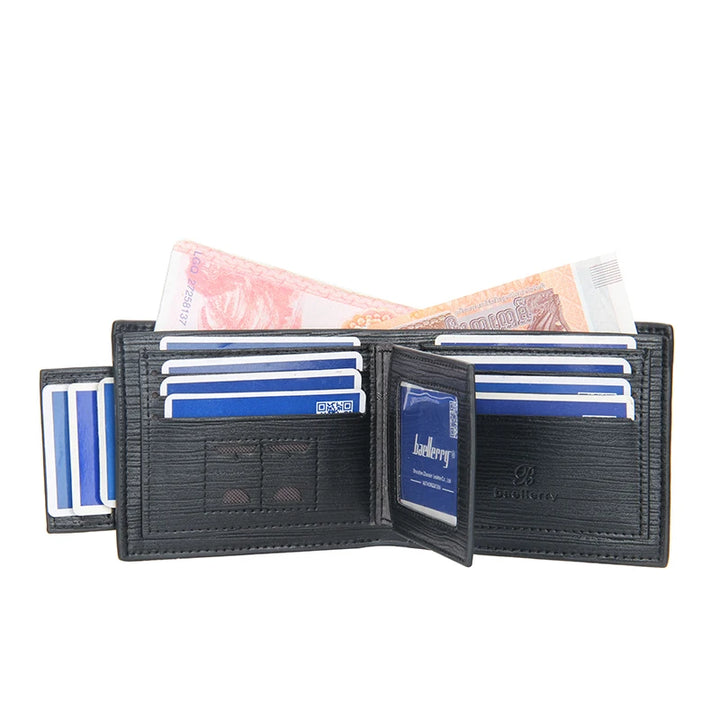 Hot Sale Short Designer Men's Leather Wallets Multifunctional Male Removable Card Holder Purse for Man Black Coffee