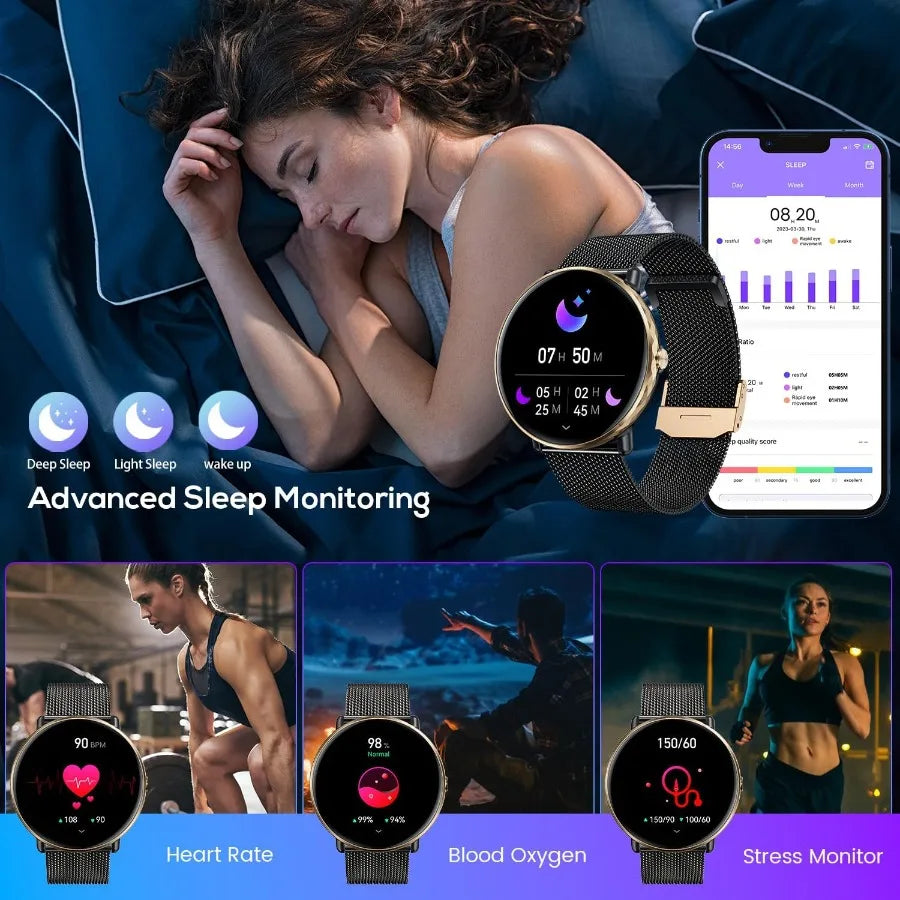 Smartwatch for Men Women Android iOS Phones: Smart Watches Fitness Tracker with 1.43 AMOLED Touchscreen Waterproof Blood Pressu