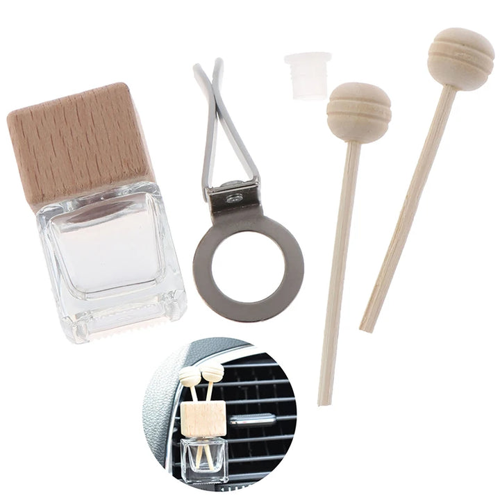Air Freshener Perfume Bottle Pendant Essential Oils Car Hanging Glass Clips