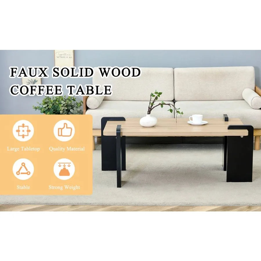 Natural wood colored MDF coffee table suitable for modern minimalist living rooms and leisure areas with product dimensions of