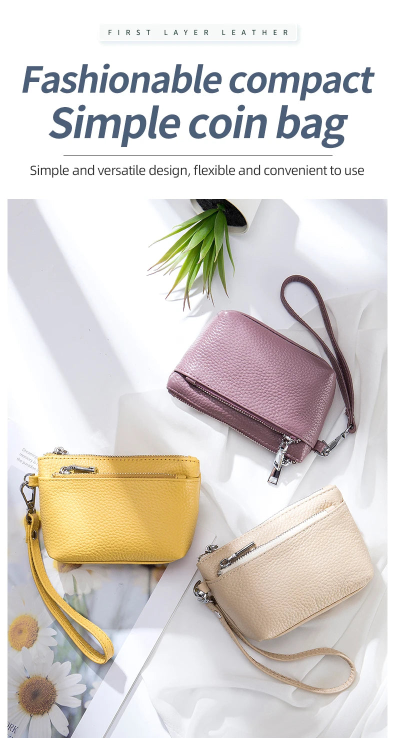 New Women Genuine Leather Wallets Female Small Purses Large Capacity Cute Wallet Soft Cowhide Money Bag Coin Card Holders